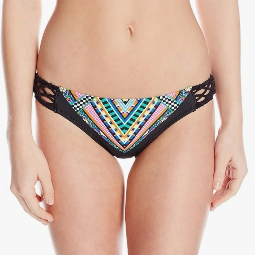 NEW Jessica Simpson Venice Beach High Neck Hipster Bikini Black Blue Green Pink